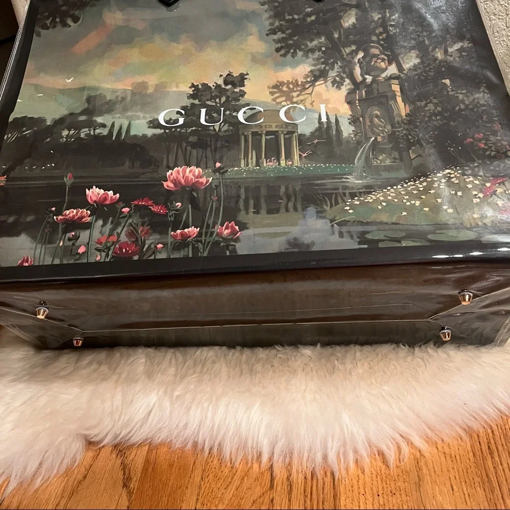 Gucci Large Limited Edition Shopping Bag Tote with PVC TPU Clear Cover Handmade